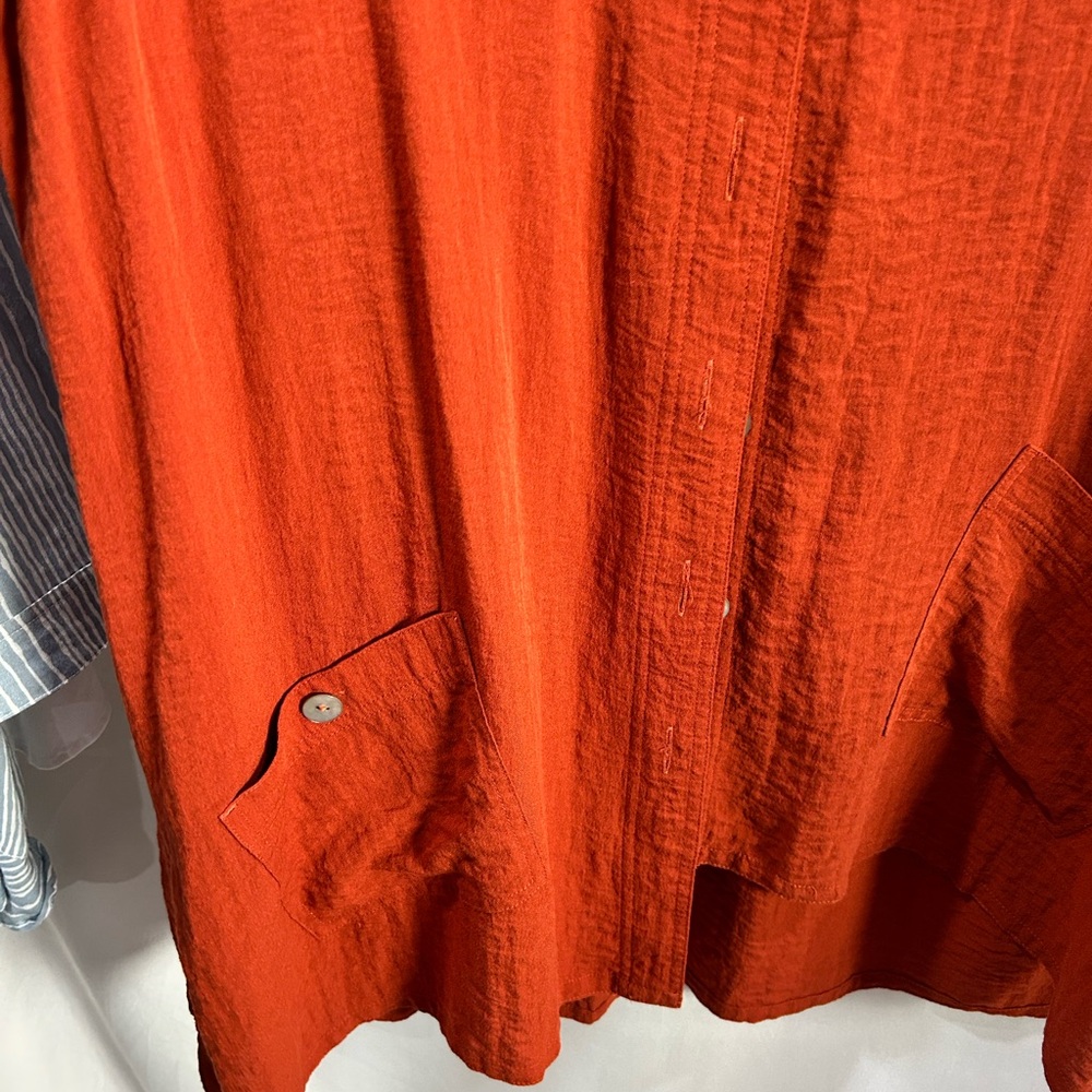 John Mark Rust Button-Down Tunic Shirt - image 3